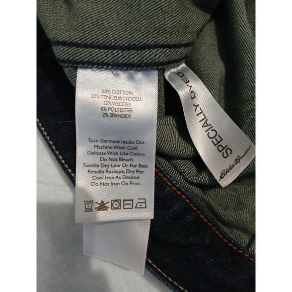 Eddie Bauer Stretch Blue Denim Truck Jean Jacket. Women's Medium Petite - Picture 7 of 10